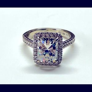 Charles & Colvard Forever One Colorless 3+ Carat Radiant Halo Engagement Ring